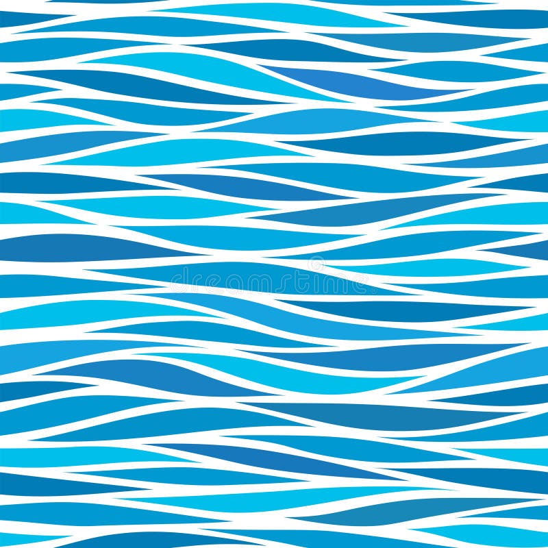 Marine seamless pattern with stylized blue waves on a light back royalty free illustration