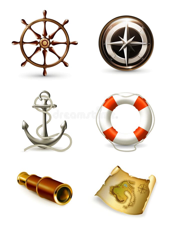 Marine set, high quality icons stock illustration