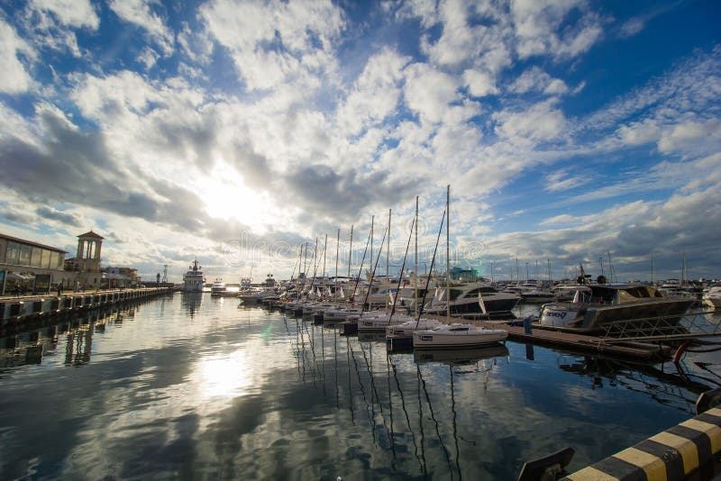 SOCHI,RUSSIA,OCTOBER,15, 2017: Marine Station of Sochi. royalty free stock photo SOCHI,RUSSIA,OCTOBER,15, 2017: Marine Station of Sochi. royalty free stock photo