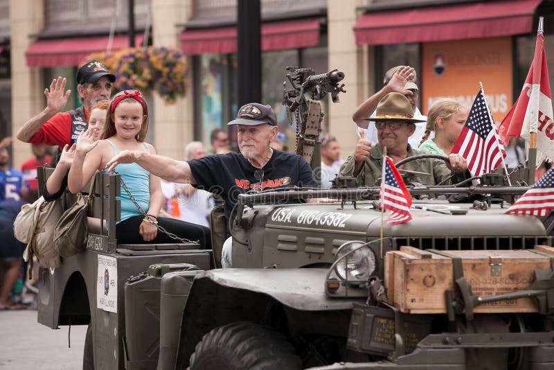 Marine Veterans Participating of Fourth of July Parade at Aurora, IL, July 4, 2016. Marine Veterans Participating of Fourth of July Parade at Aurora, IL, July 4, 2016