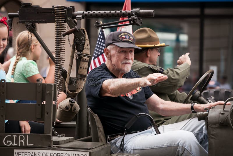 Marine Veterans Participating of Fourth of July Parade at Aurora, IL, July 4, 2016. Marine Veterans Participating of Fourth of July Parade at Aurora, IL, July 4, 2016