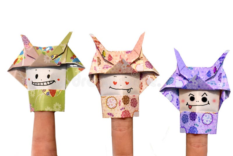 Marionetes Origami samurai em branco