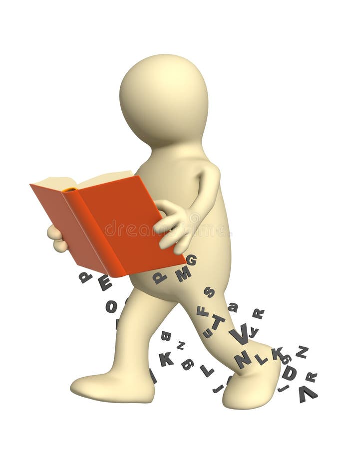 3d, Das Buch Lesend in Bewegung Stock Abbildung