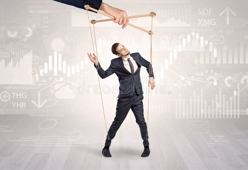 Marionettenzakenman met financieel concept stock afbeelding Marionettenzakenman met financieel concept stock afbeelding