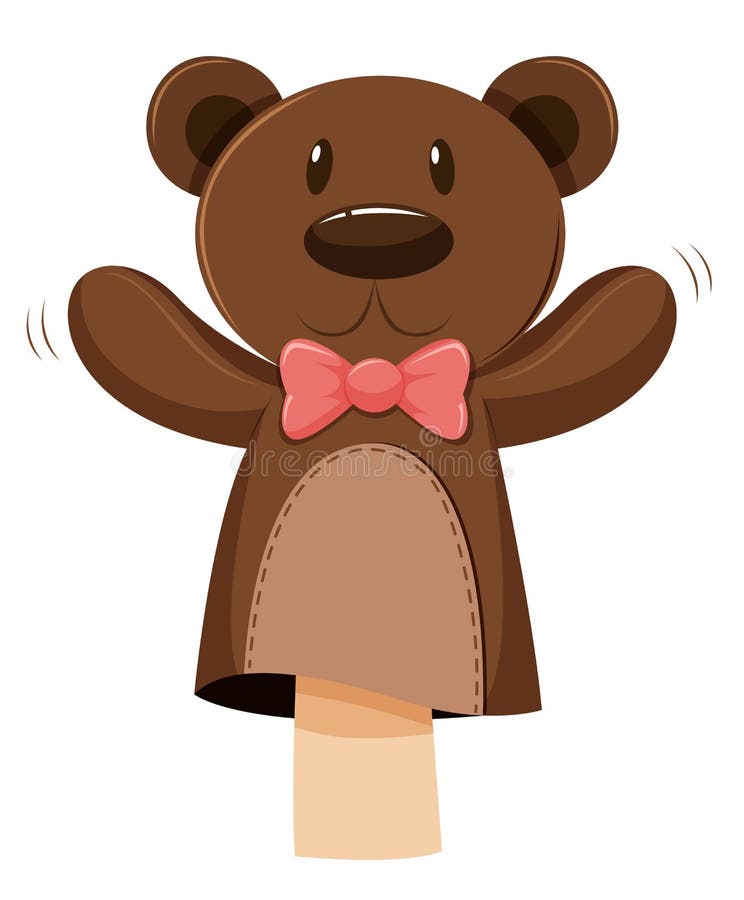 Marionnette de main d'ours avec l'arc rose illustration stock Marionnette de main d'ours avec l'arc rose illustration stock