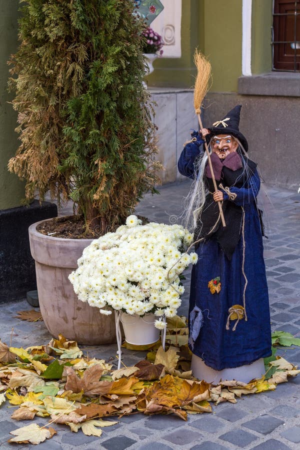 Doll witch with a broomstick. Doll witch with a broomstick