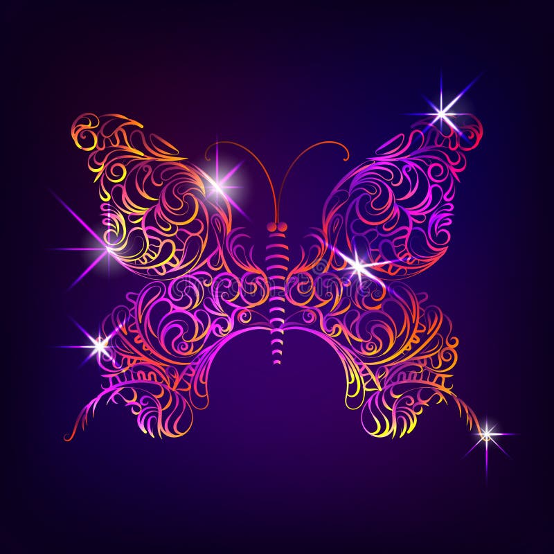 Mariposa con el modelo ornamental decorativo en estilo del garabato stock de ilustración Mariposa con el modelo ornamental decorativo en estilo del garabato stock de ilustración