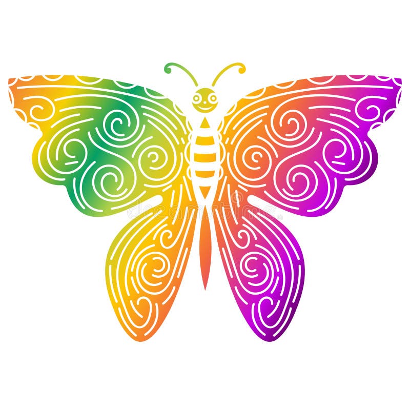 Mariposa ornamental sonriente colorida aislada en el fondo blanco libre illustration Mariposa ornamental sonriente colorida aislada en el fondo blanco libre illustration