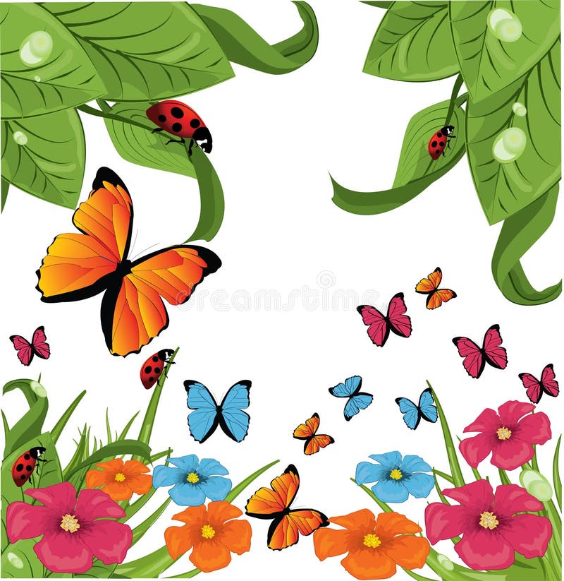 Mariposa y flores ilustración del vector. Ilustración de hierba 17789509