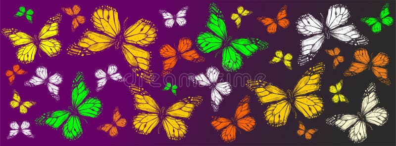Mariposas Coloreadas Volando En La Portada De Facebook De Fondo De Color  Stock de ilustración - Ilustración de bandera, delicado: 181083521