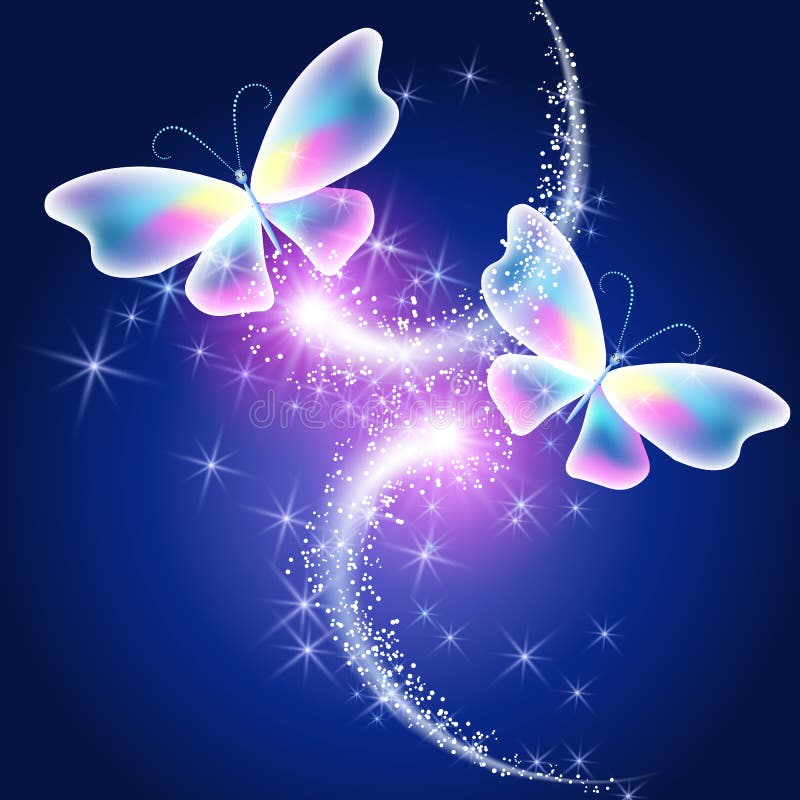 Mariposas y fuego artificial que brilla intensamente ilustración del vector