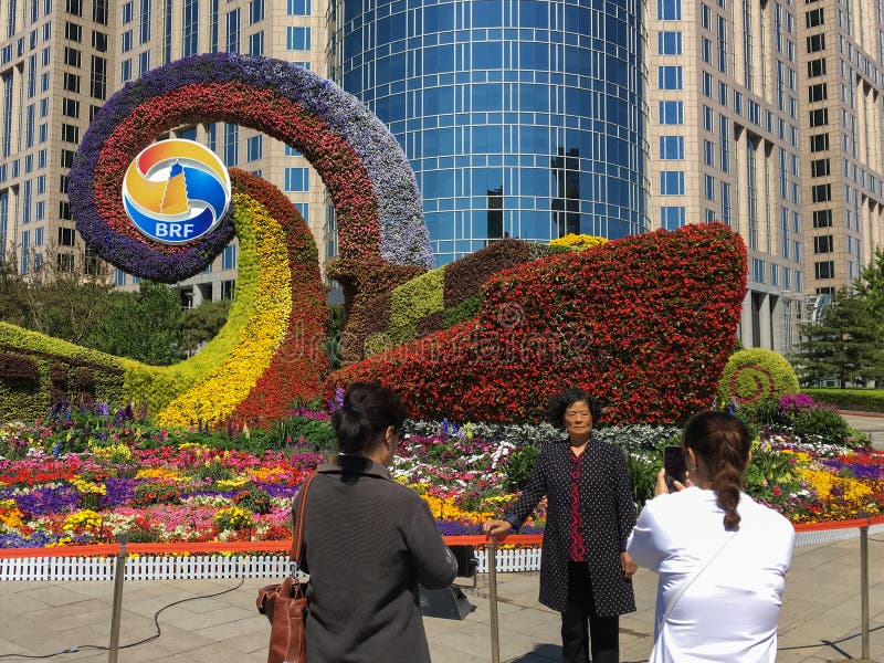 Mark of Belt and Road Forum in street of Beijing, China