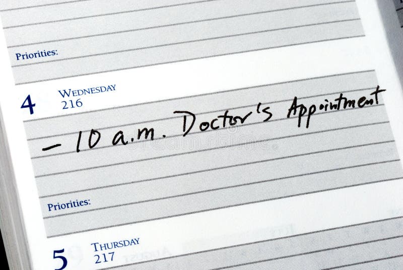 Mark the doctor appointment stock photo