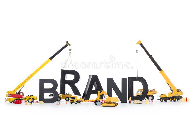 Marke beginnen oben: Maschinen, die Markewort aufbauen. stockfoto Marke beginnen oben: Maschinen, die Markewort aufbauen. stockfoto