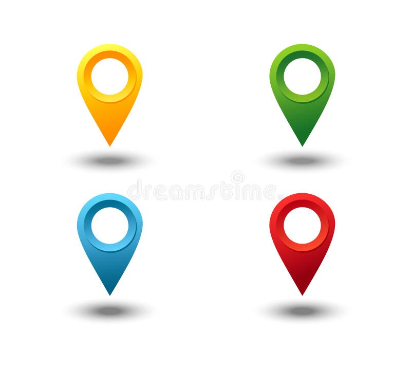 Marker 3D. Map pointer pin vector set isolated on white background. Web location point, pointer 3d arrow mark