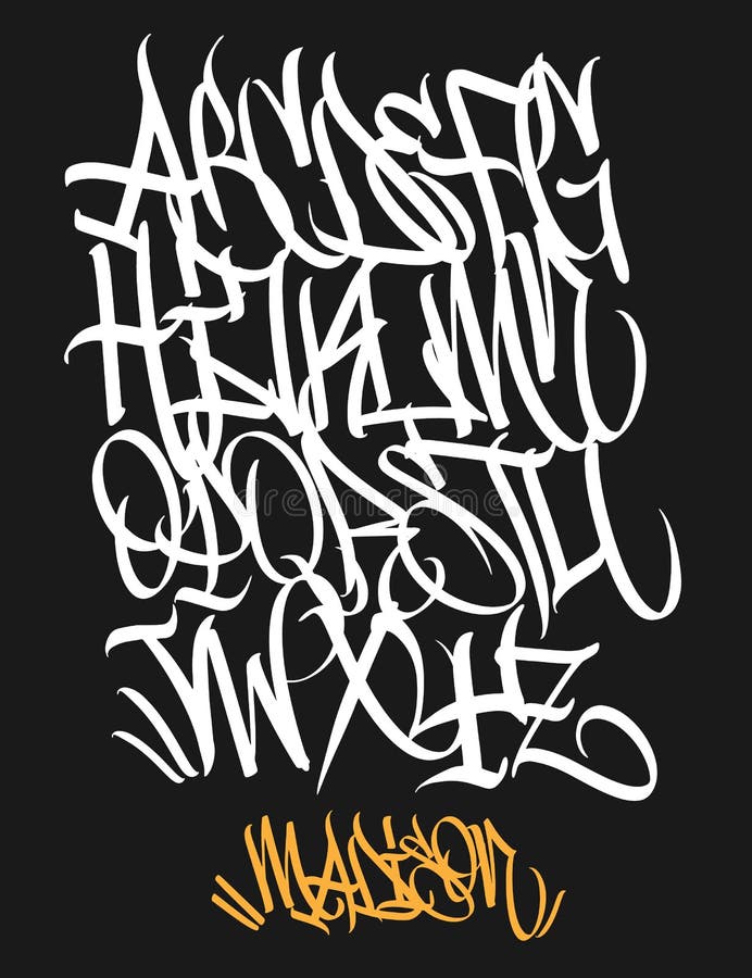Marker Graffiti Font Handwritten Typography Vector Illustration Stock