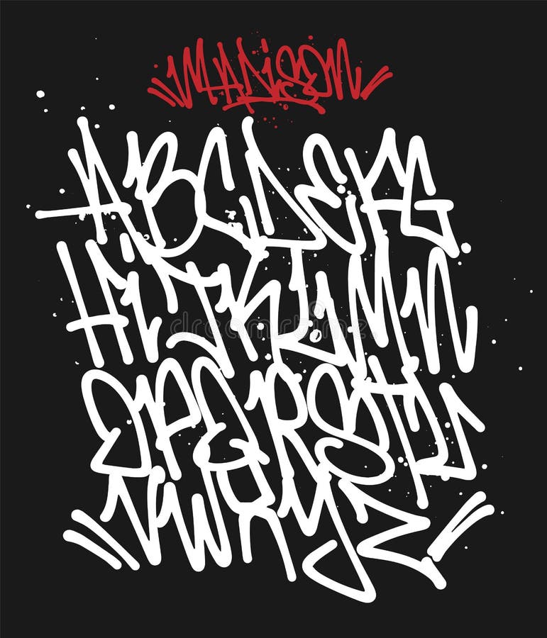 Marker Graffiti Font handwritten Typography vector illustration stock illus...