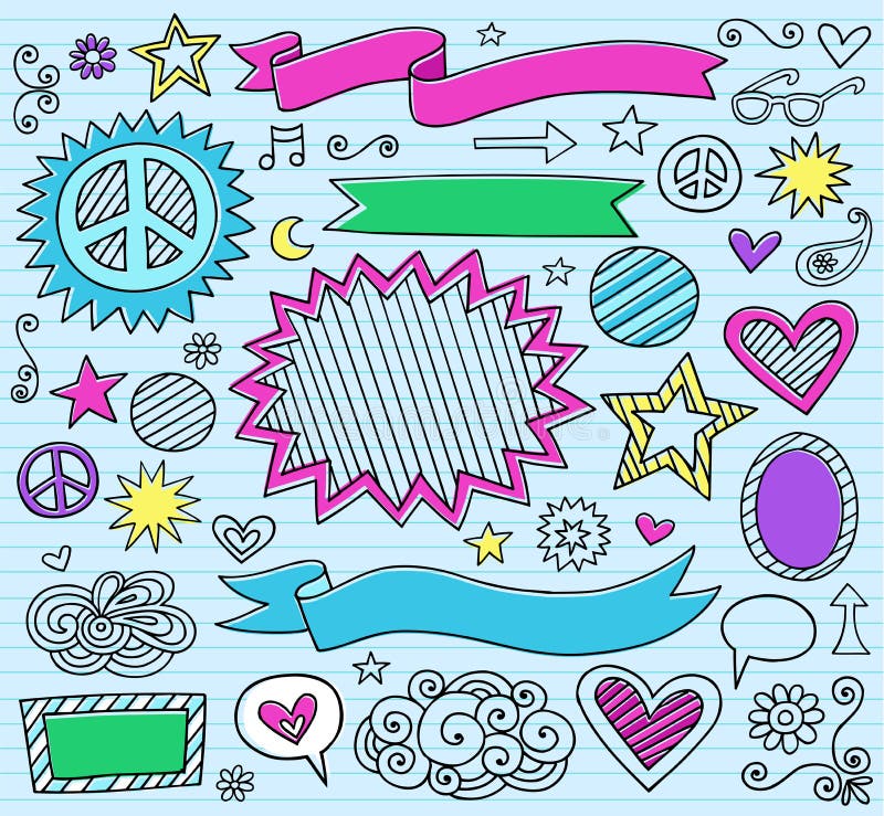 Marker Notebook Doodles Vector Illustration stock illustration