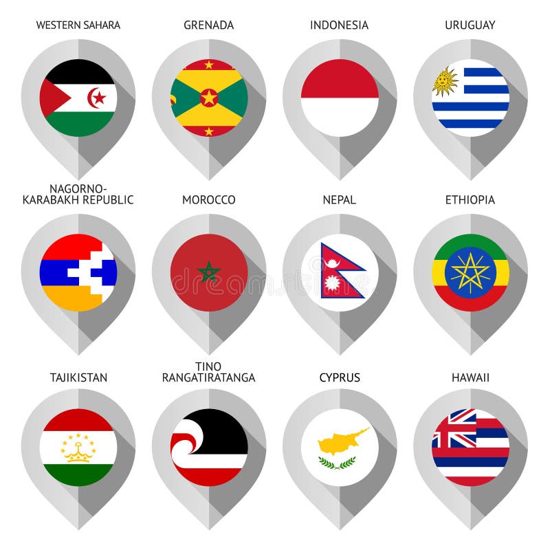 Marker from paper with flag for map stock illustration