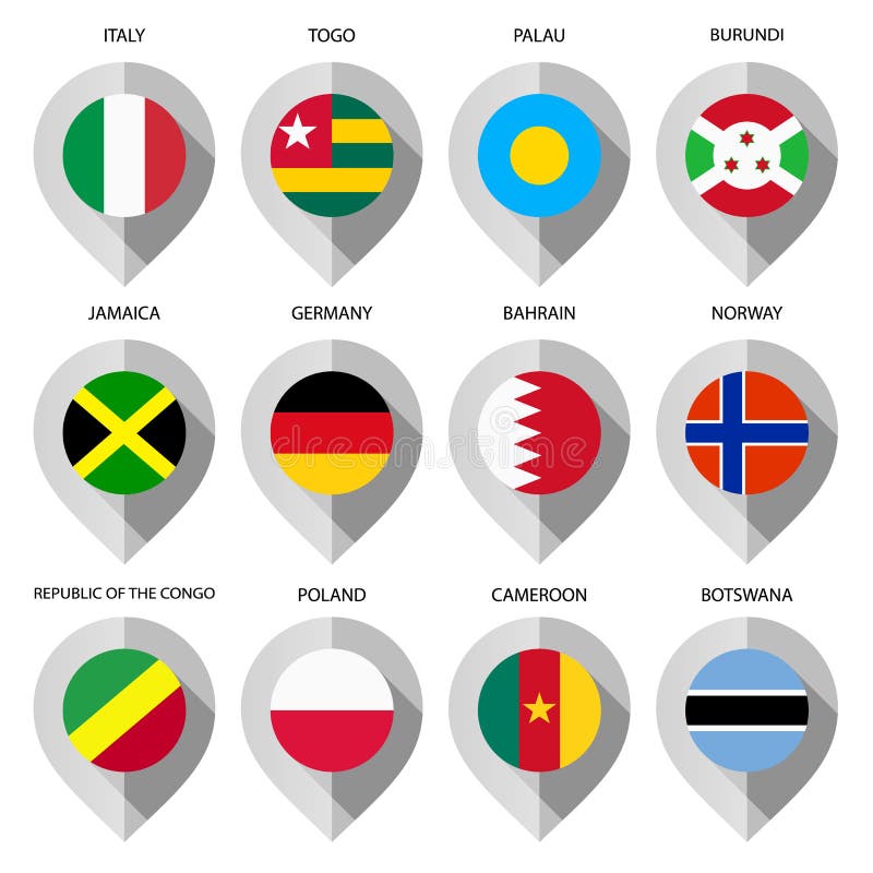 Marker from paper with flag for map - set seventh royalty free illustration