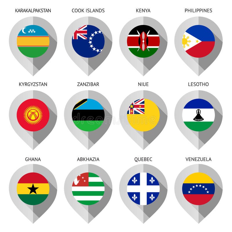 Marker from paper with flag for map vector illustration