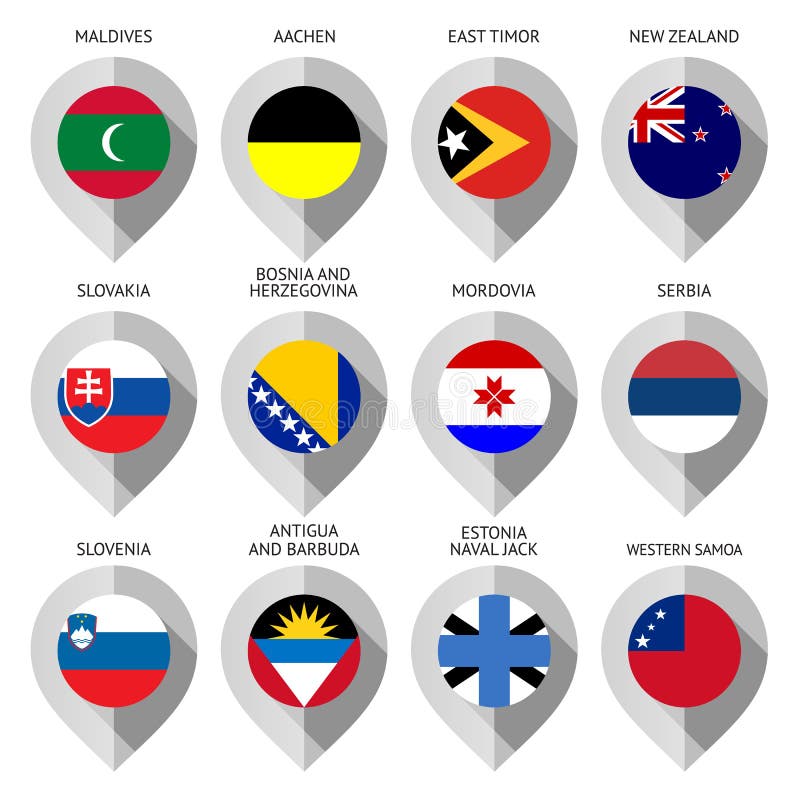 Marker from paper with flag for map - set twelfth royalty free illustration