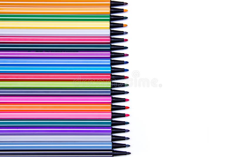 Marker pens ink in a row royalty free stock images Marker pens ink in a row royalty free stock images