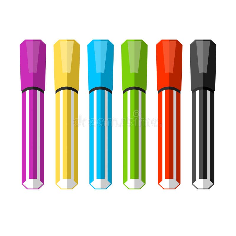 markers for school children on a white background