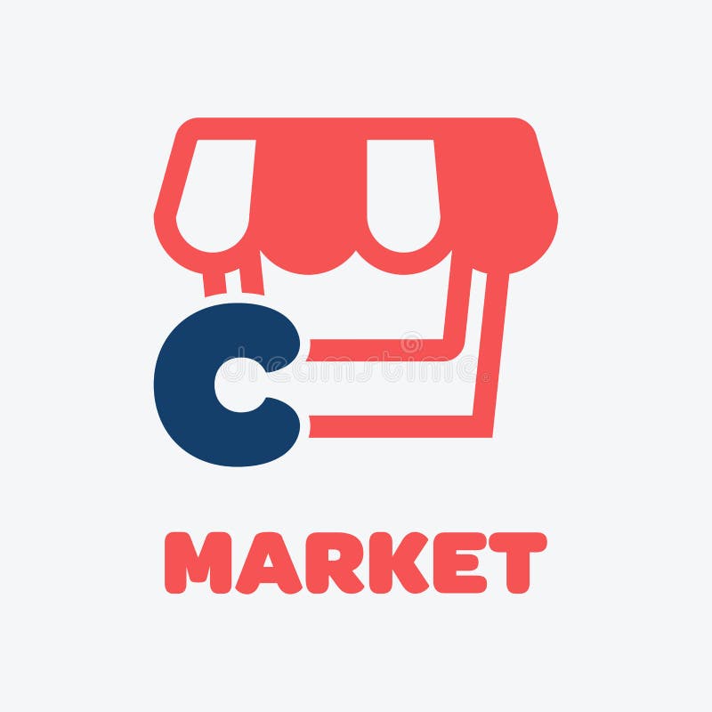 Cropped Logo Market with Letter C Stock Illustration Illustration of