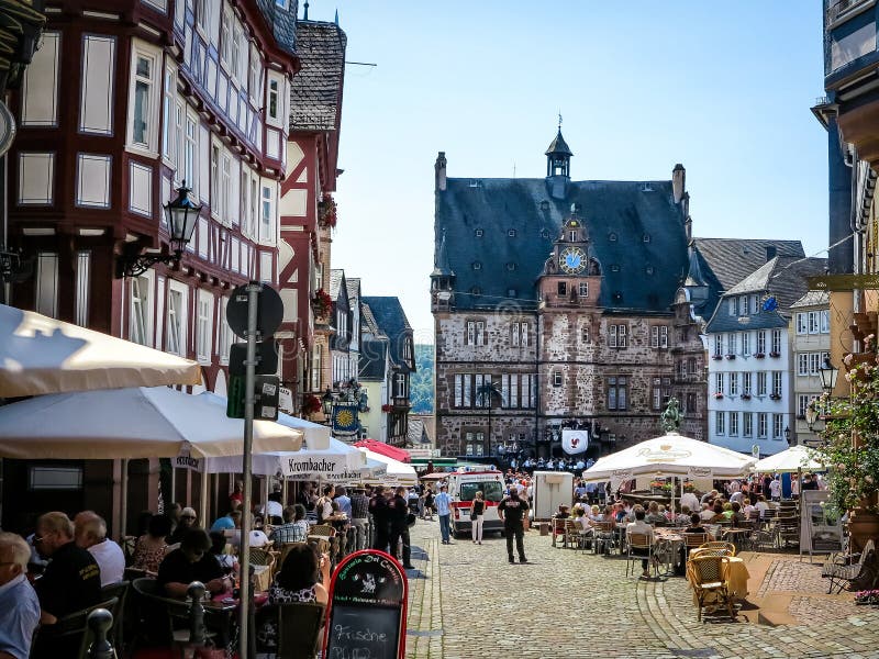 Marburg, Germany the Old Mittelalterlicher Markt Editorial Stock