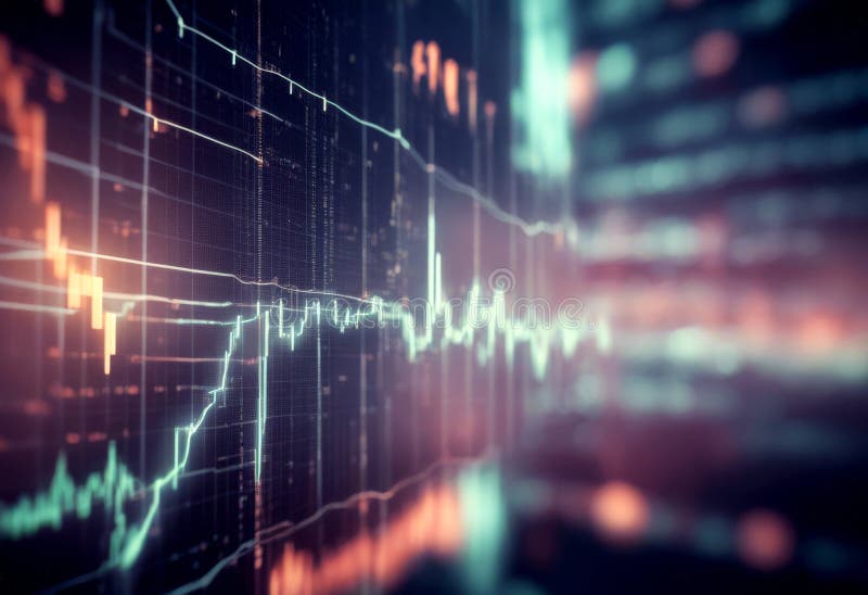 Market stock lines representation viewer a data interactive financial environment dynamic visualization immersing chart virtual vector illustration