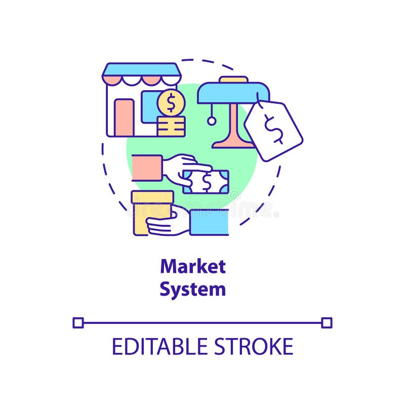 Market system concept icon stock vector. Illustration of stroke - 240458313