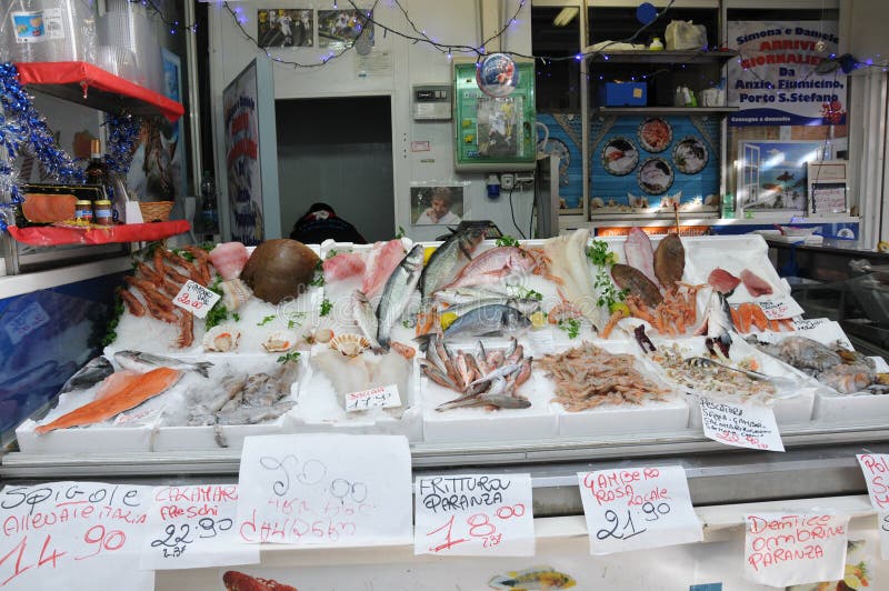 Market of Various Fish in Rome Editorial Photography Image of food