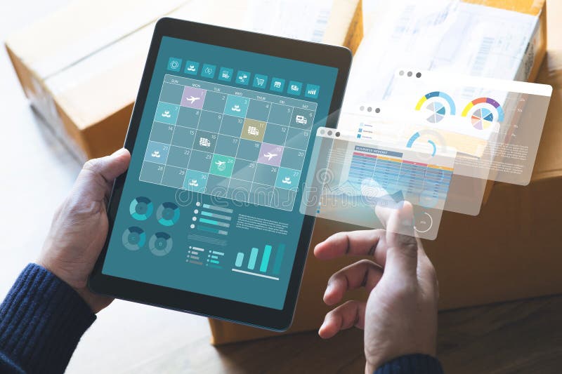 Marketing and product delivery concepts with customer relationship management system and enterprise resource planning. Strategic stock photos