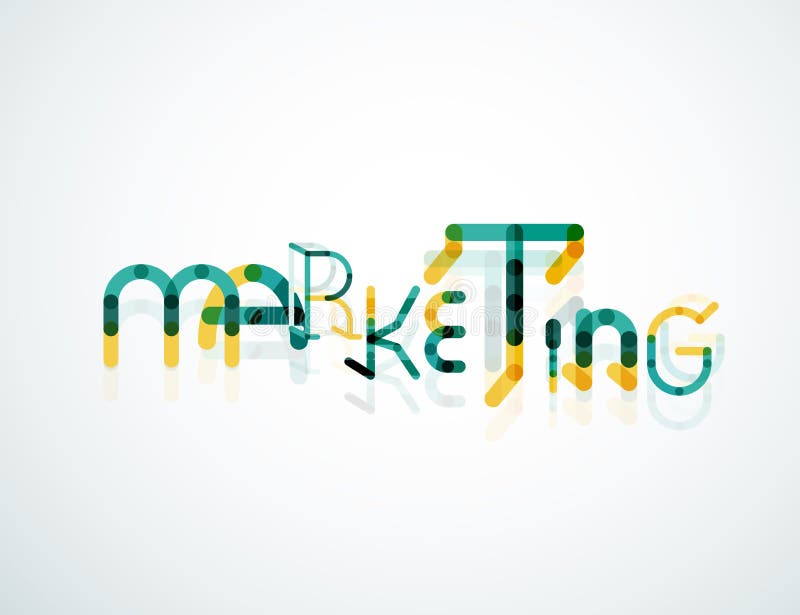 Marketing word font concept, minimal line design