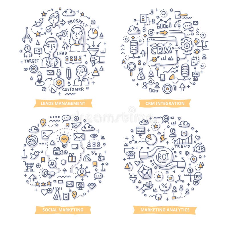 Marketingowe automatyzaci Doodle ilustracje 2 wyznaczonym przez ornamentu royalty ilustracja Marketingowe automatyzaci Doodle ilustracje 2 wyznaczonym przez ornamentu royalty ilustracja