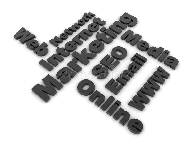 Word cloud with relevant online marketing topics. Word cloud with relevant online marketing topics