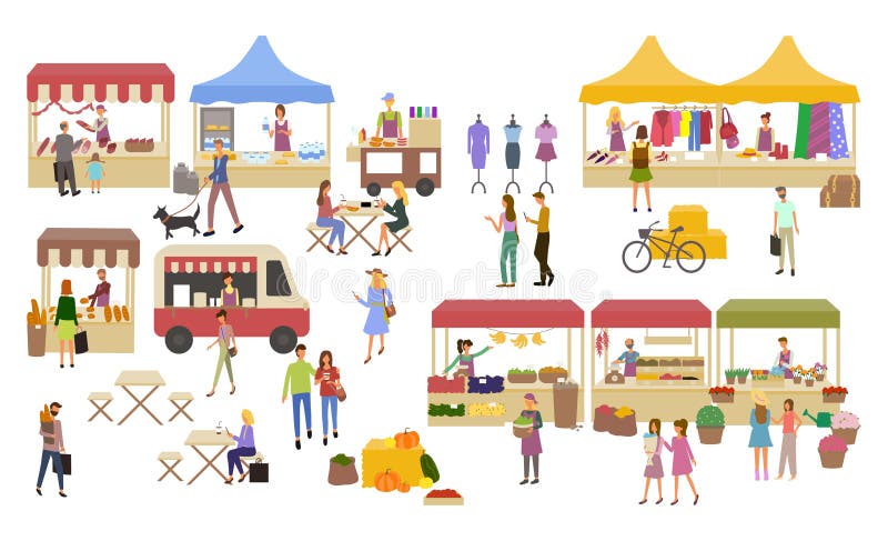 Marketplace, Stalls of Sellers and Shopping People Stock Vector - Illustration of commerce, sale: 155424252 Marketplace, Stalls of Sellers and Shopping People Stock Vector - Illustration of commerce, sale: 155424252