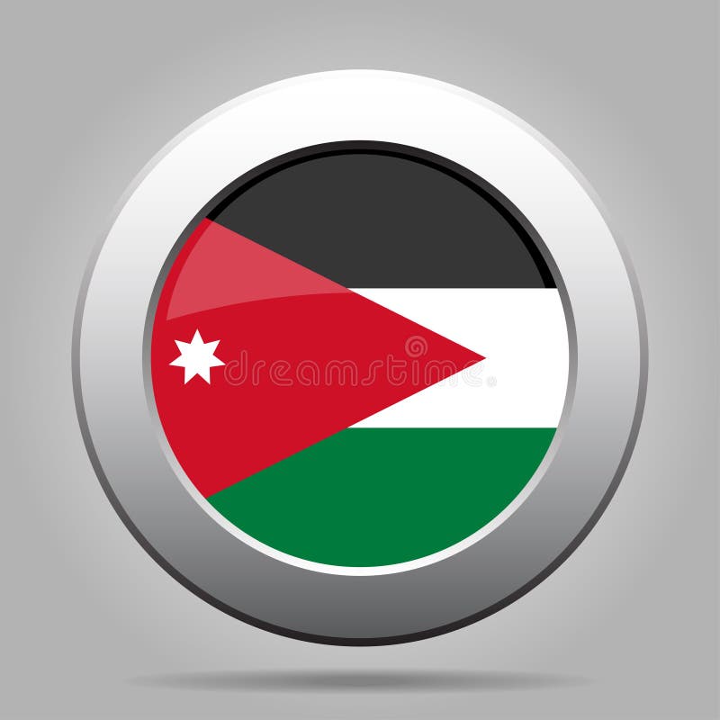 Markierungsfahne von Jordanien Glänzendes Metallgrauer runder Knopf vektor abbildung Markierungsfahne von Jordanien Glänzendes Metallgrauer runder Knopf vektor abbildung