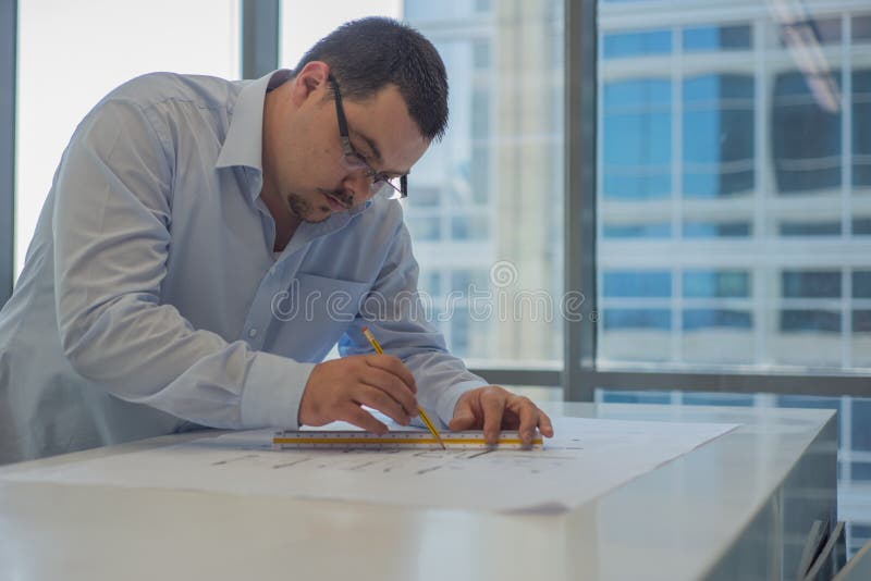 Marking Up Draught CAD Drawings Stock Image Image of engineering
