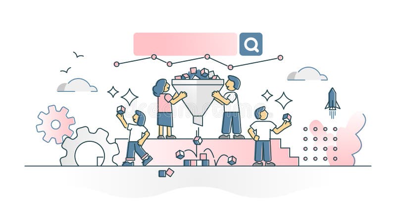 Marknadsföringsmodell som strategi för kundinköpsstrategi stock illustrationer