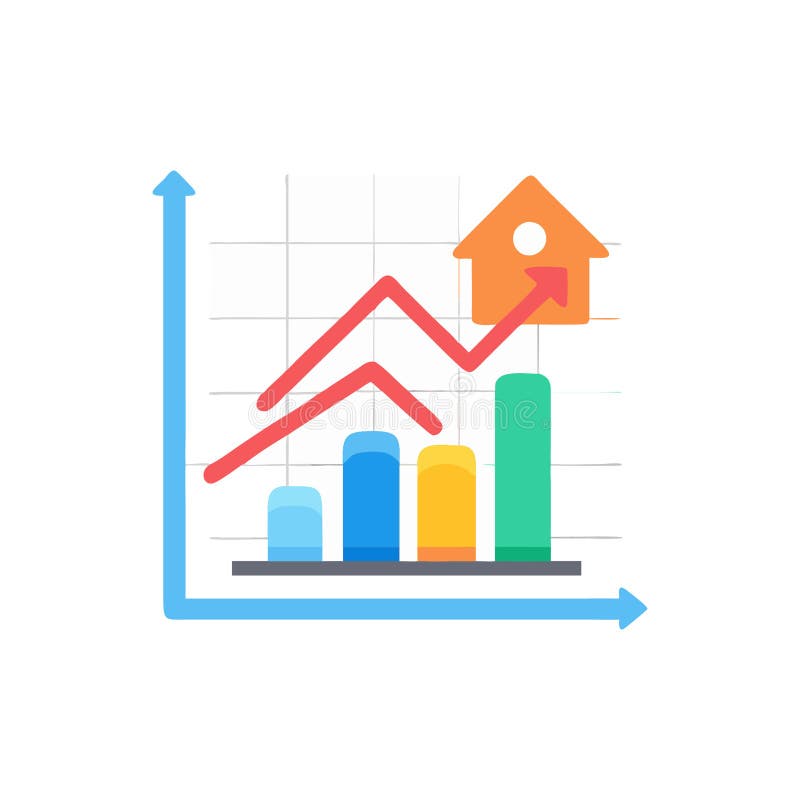 Marknadstrender för fastigheter Icon for Economic Insights royaltyfri illustrationer