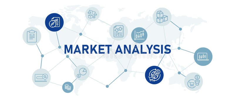 Marktanalyse Verbraucherforschung Analyse der Handelsstrategie Web-Header global vernetztes Design vektor abbildung