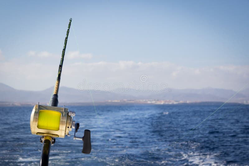 Fishing rods on a yacht for marlin fishing