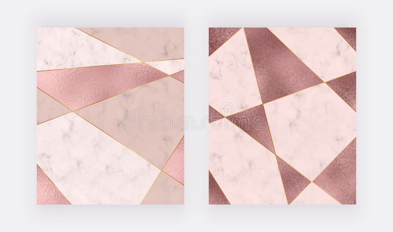 Marmorera den geometriska designen med rosa färger och steg guld- triangulär folietextur, guld- polygonal linjer Modern bakgrund stock illustrationer Marmorera den geometriska designen med rosa färger och steg guld- triangulär folietextur, guld- polygonal linjer Modern bakgrund stock illustrationer