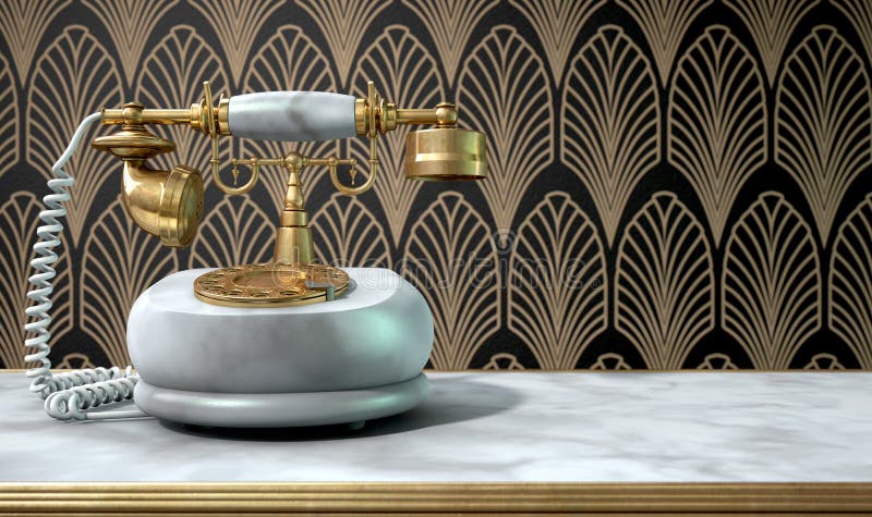 Marmortelefon und Art Deco Scene stockbilder Marmortelefon und Art Deco Scene stockbilder