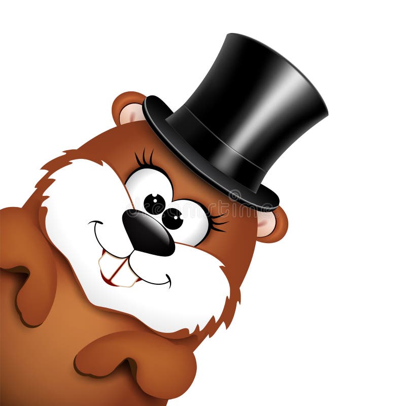 Marmota divertida en sombrero en un fondo blanco stock de ilustración Marmota divertida en sombrero en un fondo blanco stock de ilustración