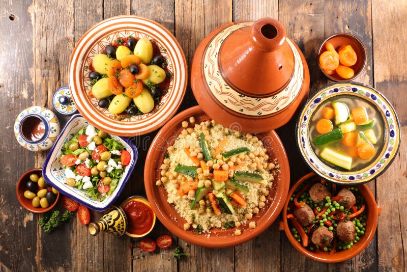 Marokkaanse keuken stock foto. Image of gezondheid, kouskous - 201287880