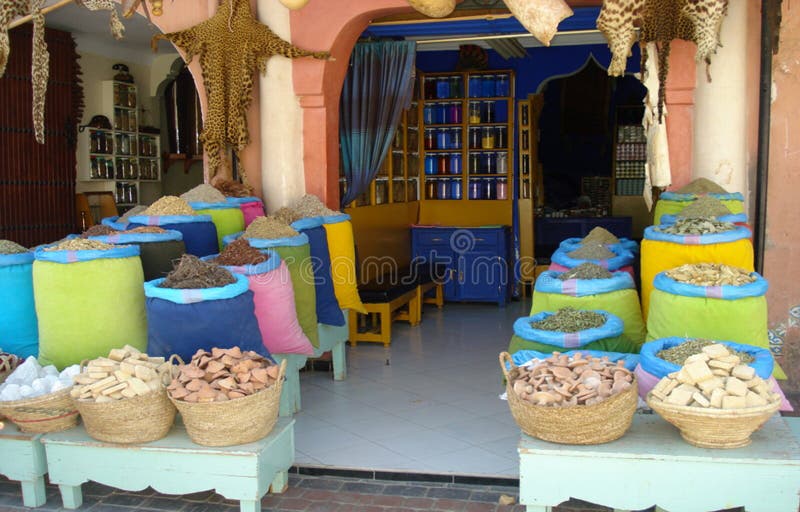 Marokko, Marrakech, Medina, kruidmarkt stock foto's Marokko, Marrakech, Medina, kruidmarkt stock foto's