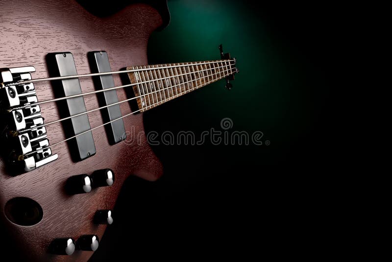 Maroon bass guitar stock images